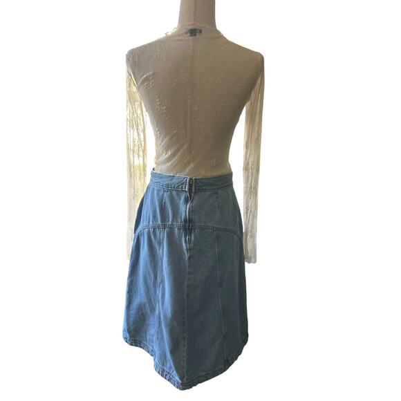 Old Navy Jean Skirt High Rise Denim Midi Light Wash A-Line Size XS/S - Picture 8 of 8